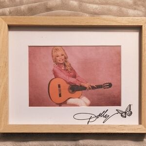 Framed Dolly Parton Photo with Guitar and Signature